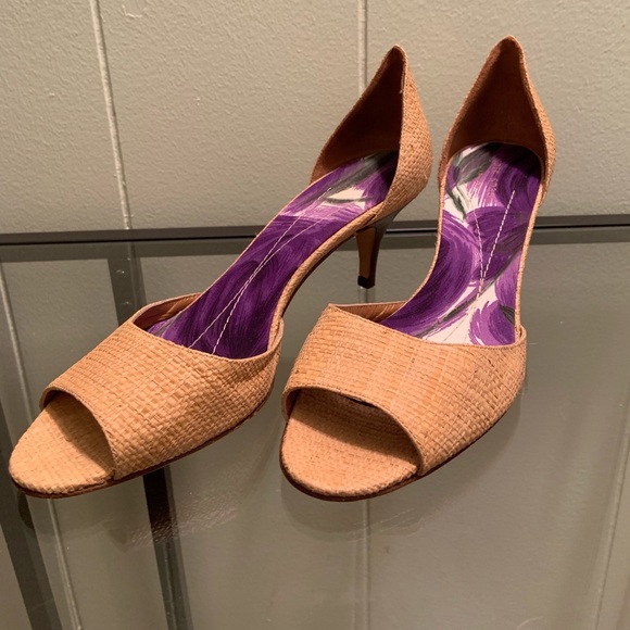 Kate Spade Eden Peep-toe D’Orsey Straw Shoes - Picture 2 of 10